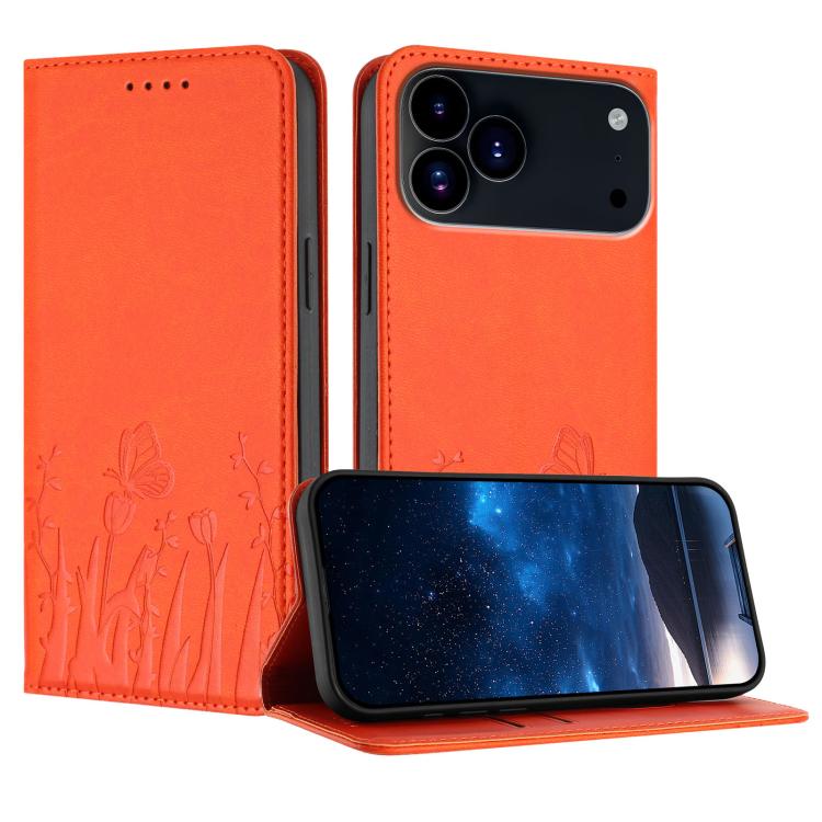 Tulips Butterfly Pattern Magnetic Vegan Leather Phone Case, For iPhone 17e / 16e, For iPhone 17 Pro Max, For iPhone 17 Pro, For iPhone 17