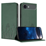 Tulips Butterfly Pattern Magnetic Vegan Leather Phone Case, For iPhone Air, For iPhone 16 Pro Max, For iPhone 16 Pro, For iPhone 16 Plus