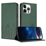 Tulips Butterfly Pattern Magnetic Vegan Leather Phone Case, For iPhone Air, For iPhone 16 Pro Max, For iPhone 16 Pro, For iPhone 16 Plus