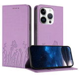 Tulips Butterfly Pattern Magnetic Vegan Leather Phone Case, For iPhone Air, For iPhone 16 Pro Max, For iPhone 16 Pro, For iPhone 16 Plus