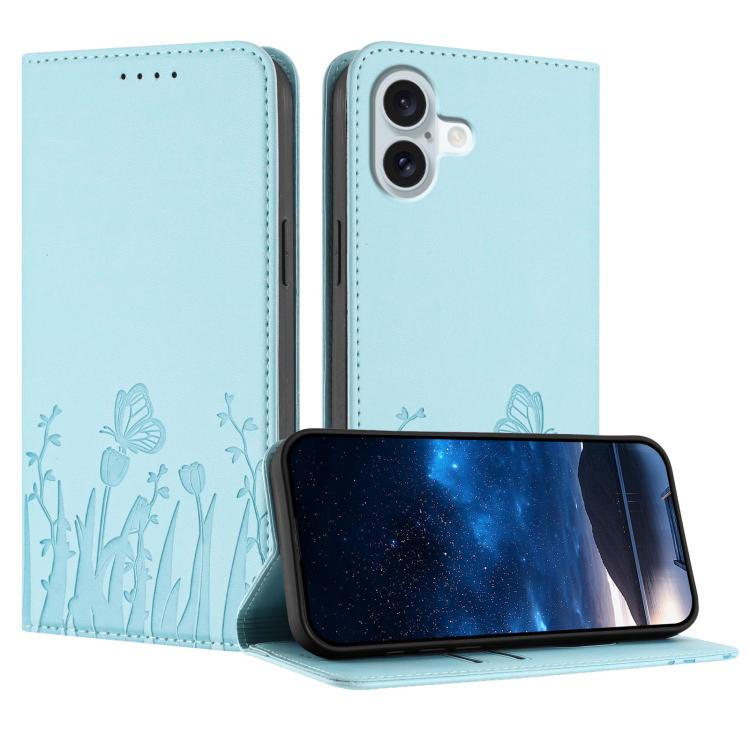 Tulips Butterfly Pattern Magnetic Vegan Leather Phone Case, For iPhone Air, For iPhone 16 Pro Max, For iPhone 16 Pro, For iPhone 16 Plus