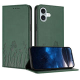 Tulips Butterfly Pattern Magnetic Vegan Leather Phone Case, For iPhone Air, For iPhone 16 Pro Max, For iPhone 16 Pro, For iPhone 16 Plus
