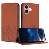 Tulips Butterfly Pattern Magnetic Vegan Leather Phone Case, For iPhone 16, For iPhone 15 Pro Max, For iPhone 15 Pro, For iPhone 15 Plus