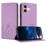 Tulips Butterfly Pattern Magnetic Vegan Leather Phone Case, For iPhone 16, For iPhone 15 Pro Max, For iPhone 15 Pro, For iPhone 15 Plus