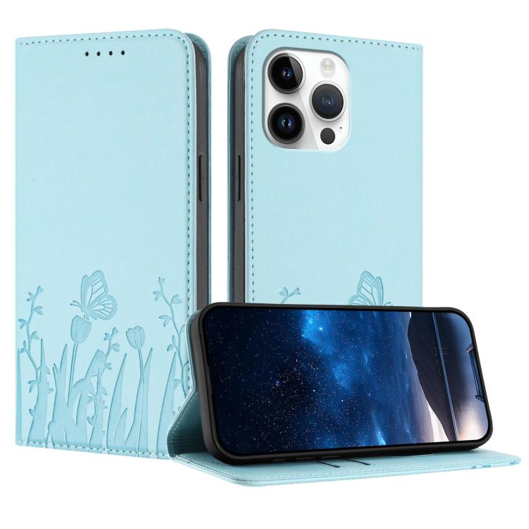 Tulips Butterfly Pattern Magnetic Vegan Leather Phone Case, For iPhone 16, For iPhone 15 Pro Max, For iPhone 15 Pro, For iPhone 15 Plus