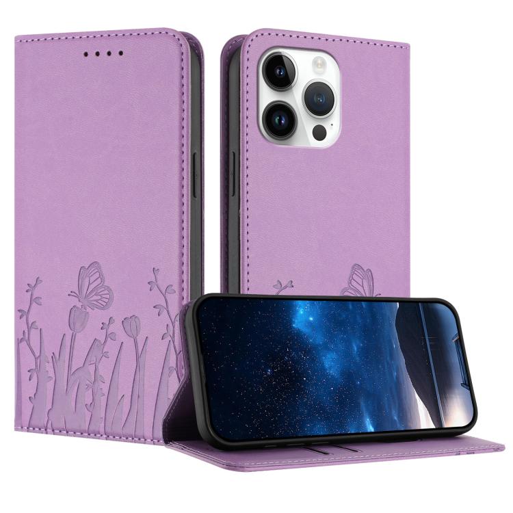Tulips Butterfly Pattern Magnetic Vegan Leather Phone Case, For iPhone 16, For iPhone 15 Pro Max, For iPhone 15 Pro, For iPhone 15 Plus