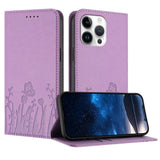 Tulips Butterfly Pattern Magnetic Vegan Leather Phone Case, For iPhone 16, For iPhone 15 Pro Max, For iPhone 15 Pro, For iPhone 15 Plus