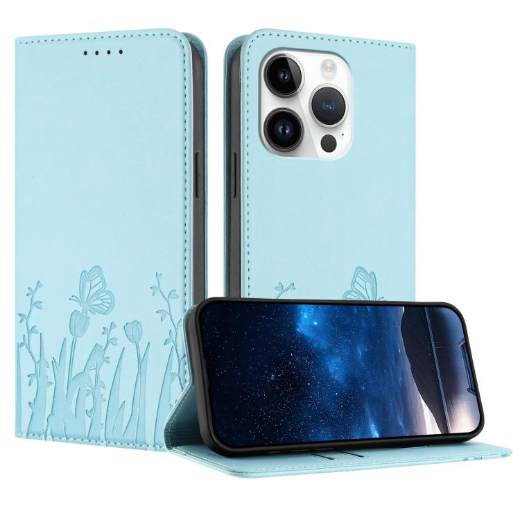 Tulips Butterfly Pattern Magnetic Vegan Leather Phone Case, For iPhone 16, For iPhone 15 Pro Max, For iPhone 15 Pro, For iPhone 15 Plus