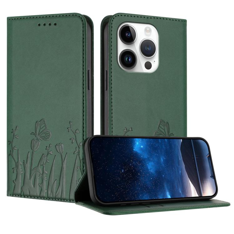 Tulips Butterfly Pattern Magnetic Vegan Leather Phone Case, For iPhone 16, For iPhone 15 Pro Max, For iPhone 15 Pro, For iPhone 15 Plus