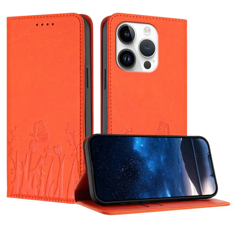 Tulips Butterfly Pattern Magnetic Vegan Leather Phone Case, For iPhone 16, For iPhone 15 Pro Max, For iPhone 15 Pro, For iPhone 15 Plus