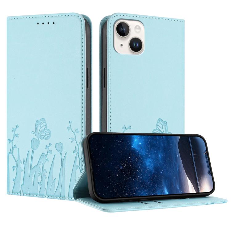Tulips Butterfly Pattern Magnetic Vegan Leather Phone Case, For iPhone 16, For iPhone 15 Pro Max, For iPhone 15 Pro, For iPhone 15 Plus