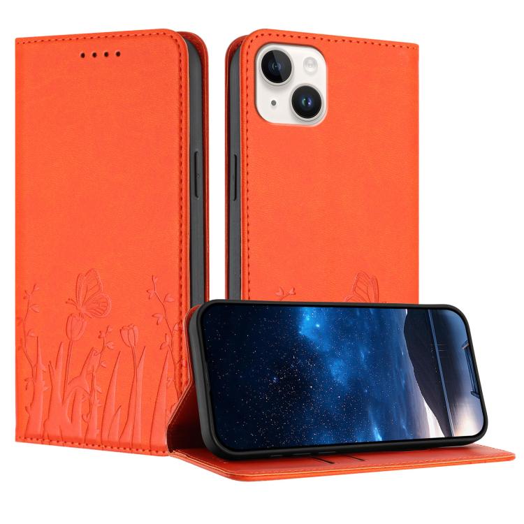 Tulips Butterfly Pattern Magnetic Vegan Leather Phone Case, For iPhone 16, For iPhone 15 Pro Max, For iPhone 15 Pro, For iPhone 15 Plus