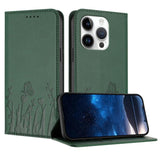 Tulips Butterfly Pattern Magnetic Vegan Leather Phone Case, For iPhone 15, For iPhone 14 Plus, For iPhone 14, For iPhone 14 Pro