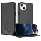 Tulips Butterfly Pattern Magnetic Vegan Leather Phone Case, For iPhone 15, For iPhone 14 Plus, For iPhone 14, For iPhone 14 Pro