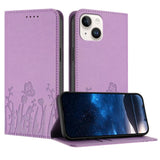 Tulips Butterfly Pattern Magnetic Vegan Leather Phone Case, For iPhone 13, For iPhone 13 mini, For iPhone 12 / 12 Pro, For iPhone 12 Pro Max