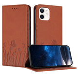 Tulips Butterfly Pattern Magnetic Vegan Leather Phone Case, For iPhone 13, For iPhone 13 mini, For iPhone 12 / 12 Pro, For iPhone 12 Pro Max