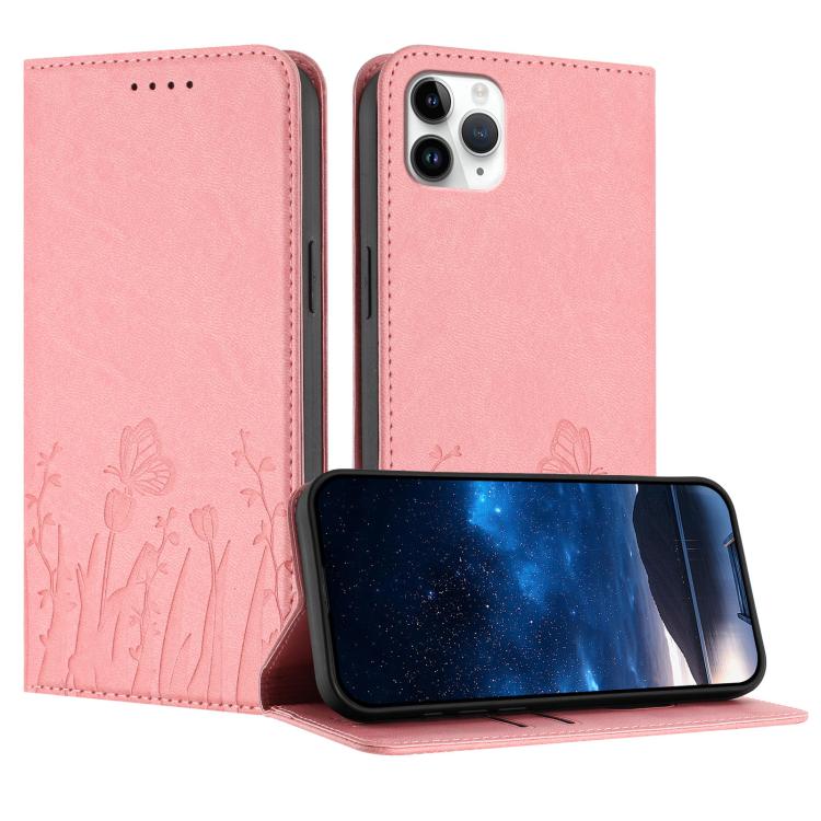 Tulips Butterfly Pattern Magnetic Vegan Leather Phone Case, For iPhone 12 mini, For iPhone 11 Pro Max, For iPhone 11, For iPhone 11 Pro