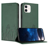 Tulips Butterfly Pattern Magnetic Vegan Leather Phone Case, For iPhone 12 mini, For iPhone 11 Pro Max, For iPhone 11, For iPhone 11 Pro