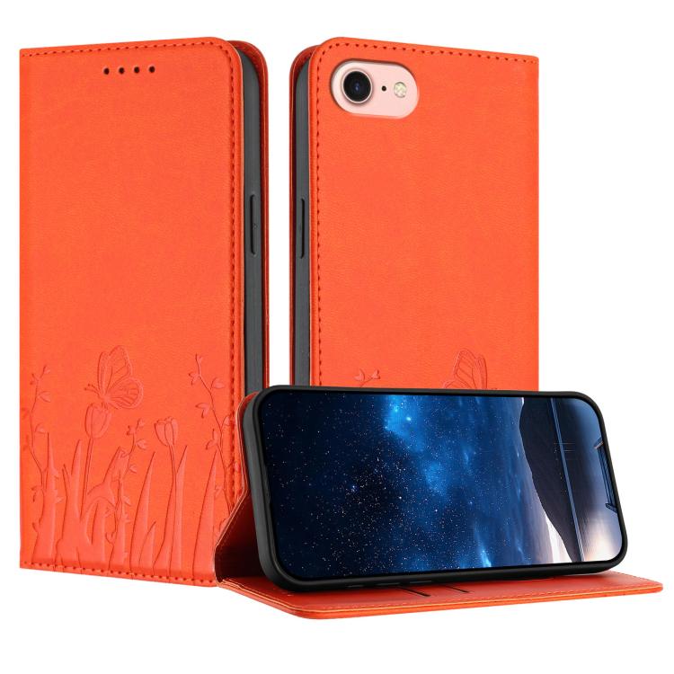 Tulips Butterfly Pattern Magnetic Vegan Leather Phone Case, For iPhone 14 Pro Max, For iPhone SE 2022 / SE 2020 / 7 / 8, For iPhone 13 Pro Max, For iPhone 13 Pro