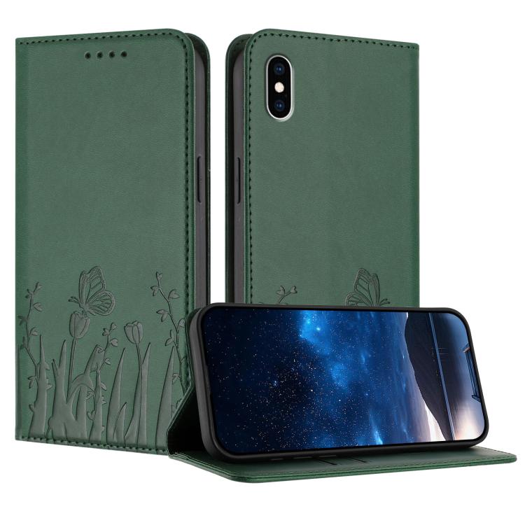Tulips Butterfly Pattern Magnetic Vegan Leather Phone Case, For iPhone X / XS, For iPhone XS Max, For iPhone XR, For iPhone 8 Plus / 7 Plus