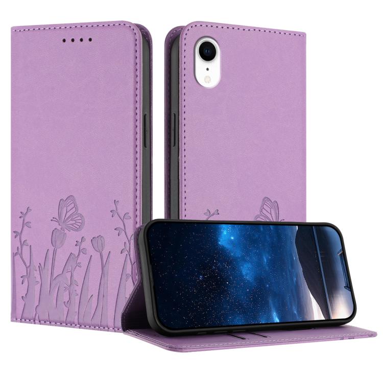 Tulips Butterfly Pattern Magnetic Vegan Leather Phone Case, For iPhone X / XS, For iPhone XS Max, For iPhone XR, For iPhone 8 Plus / 7 Plus