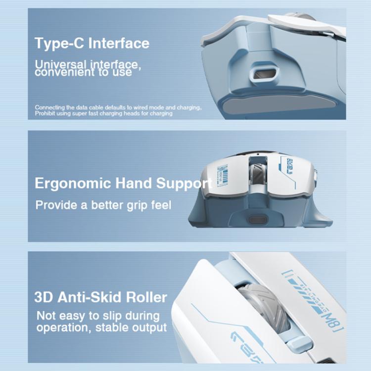 LINGBAO M8 Bluetooth Triple-mode Wireless Mouse with Intelligent Screen Display, M8 (Pink), M8 (Black)