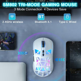 SOLAKAKA SM802 Ultra-light 2.4GHz + BT + Wired Tri-mode Wireless Mouse, SM802