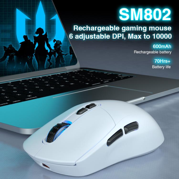 SOLAKAKA SM802 Ultra-light 2.4GHz + BT + Wired Tri-mode Wireless Mouse, SM802