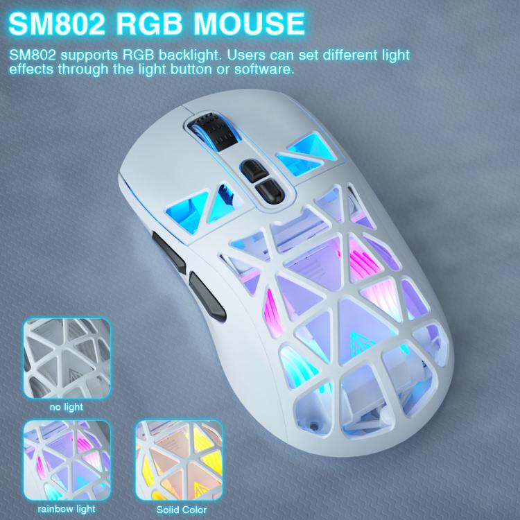 SOLAKAKA SM802 Ultra-light 2.4GHz + BT + Wired Tri-mode Wireless Mouse, SM802