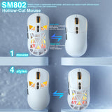 SOLAKAKA SM802 Ultra-light 2.4GHz + BT + Wired Tri-mode Wireless Mouse, SM802
