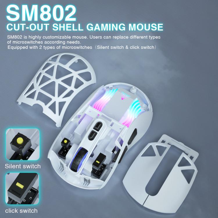 SOLAKAKA SM802 Ultra-light 2.4GHz + BT + Wired Tri-mode Wireless Mouse, SM802