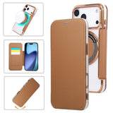 Ultra-thin Magnetic Plating Vegan Leather Phone Case, For iPhone 17 Pro Max, For iPhone 17 Pro, For iPhone 17, For iPhone Air, For iPhone 16e, For iPhone 16 Pro Max