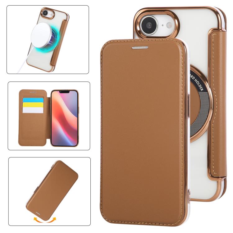 Ultra-thin Magnetic Plating Vegan Leather Phone Case, For iPhone 17 Pro Max, For iPhone 17 Pro, For iPhone 17, For iPhone Air, For iPhone 16e, For iPhone 16 Pro Max