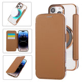 Ultra-thin Magnetic Plating Vegan Leather Phone Case, For iPhone 16 Pro, For iPhone 16 Plus, For iPhone 16, For iPhone 15 Pro Max, For iPhone 15 Pro, For iPhone 15 Plus / 14 Plus