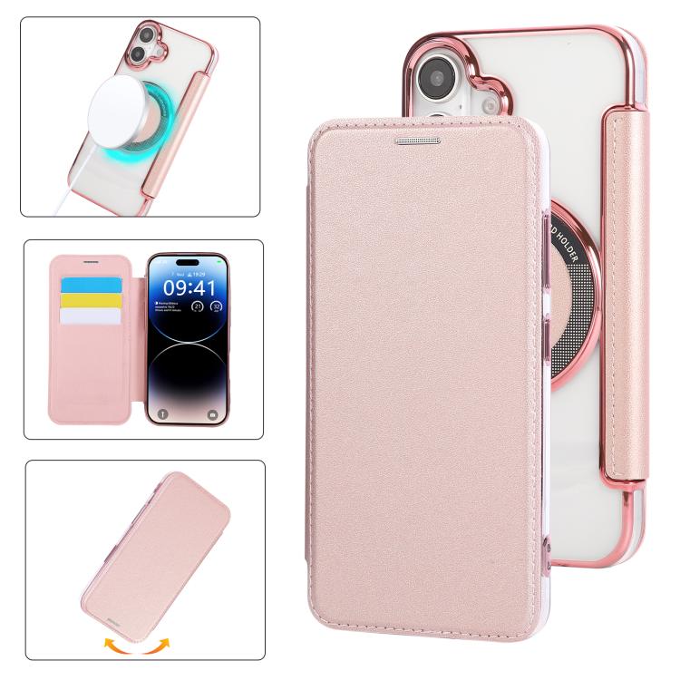Ultra-thin Magnetic Plating Vegan Leather Phone Case, For iPhone 16 Pro, For iPhone 16 Plus, For iPhone 16, For iPhone 15 Pro Max, For iPhone 15 Pro, For iPhone 15 Plus / 14 Plus