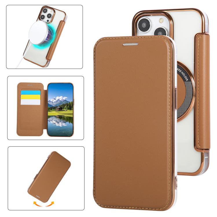 Ultra-thin Magnetic Plating Vegan Leather Phone Case, For iPhone 16 Pro, For iPhone 16 Plus, For iPhone 16, For iPhone 15 Pro Max, For iPhone 15 Pro, For iPhone 15 Plus / 14 Plus