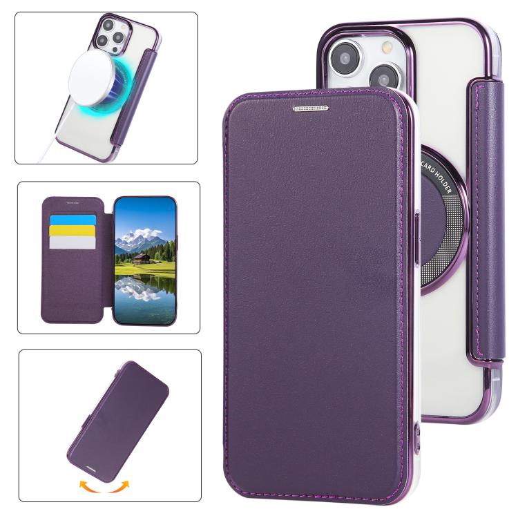 Ultra-thin Magnetic Plating Vegan Leather Phone Case, For iPhone 15, For iPhone 14 / 13, For iPhone 14 Pro, For iPhone 14 Pro Max, For iPhone 13 Pro Max, For iPhone 13 Pro
