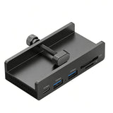 HCL-1071 7-port Type-C 3.2 Clamp Clamp Docking Station HUB with Type-C to Type-C Cable, HCL-1071-BK, HCL-1071-SV