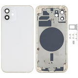 Back Housing Cover with SIM Card Tray & Side  Keys & Camera Lens for iPhone 12(White), Back Housing Cover for 12, For iPhone 12(with SIM Card Tray), For iPhone 12(with Card Tray)