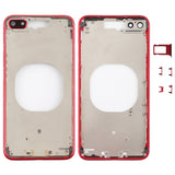 Transparent Battery Back Cover with Camera Lens Frame & SIM Card Tray & Side Keys for iPhone 8 Plus, For iPhone 8 Plus(Transparent Red)