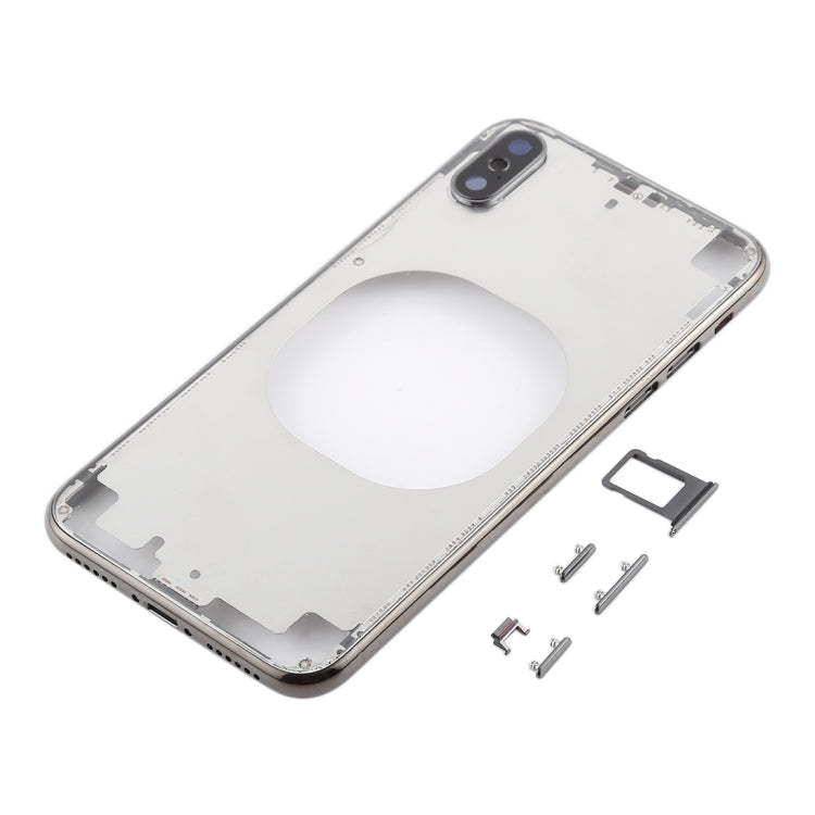 Transparent Battery Back Cover with Camera Lens Frame & SIM Card Tray & Side Keys for iPhone X, For iPhone X (Transparent Back), For iPhone X (Transparent White)