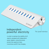 ORICO M3H10-U3-V2 Aluminum Alloy 10 USB 3.0 Ports HUB, M3H10-U3-V2