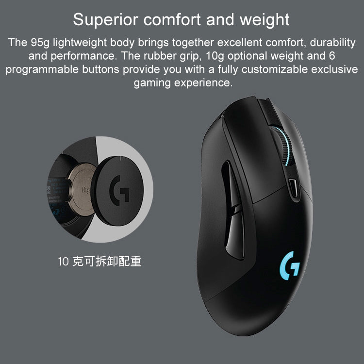 Logitech G703 LIGHTSPEED 16000 DPI 6 Programmable Buttons HERO 16K Sensor RGB Backlight Wireless Optical Gaming Mouse
