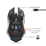 HXSJ M10 2.4GHz 6-keys USB Rechargeable Colorful Lighting Ergonomic 2400DPI Wireless Optical Gaming Mouse for Desktop Computers, M10