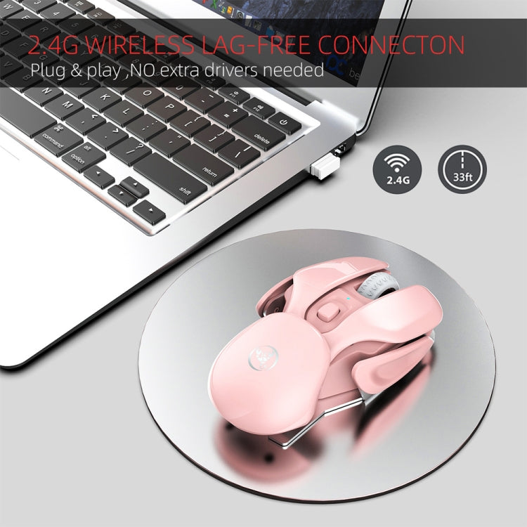 HXSJ T37 2.4GHz 1600dpi 3-modes Adjustable Wireless Mute Mouse, T37 Black, T37 Pink
