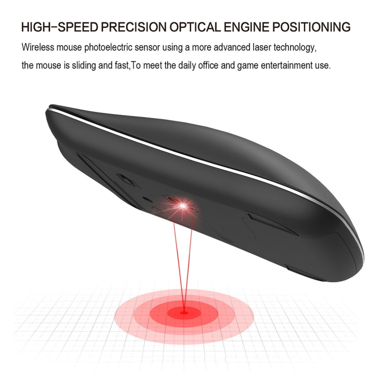 HXSJ T23 Bluetooth 5.0 + Bluetooth 3.0 + 2.4GHz Wireless Three Modes 4-Keys 1600 DPI Adjustable Ergonomics Optical Mouse, T23 Blue, T23 Black, T23 Gold