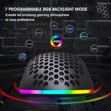 HXSJ T66 7 Keys Colorful Lighting Programmable Gaming Wireless Mouse, T66(White), T66(Black)