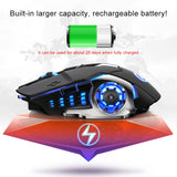 YINDIAO A4 2.4GHz 1600DPI 3-modes Adjustable Rechargeable Wireless Silent Gaming Mouse (Grey Silver), Black Silver