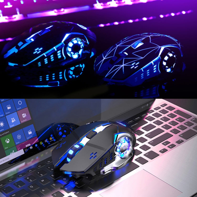 YINDIAO A4 2.4GHz 1600DPI 3-modes Adjustable Rechargeable Wireless Silent Gaming Mouse (Grey Silver), Black Silver