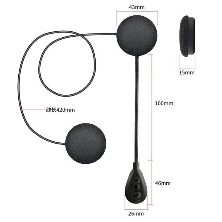 T6 Motorcycle Helmet Bluetooth V5.0 Headset, T6